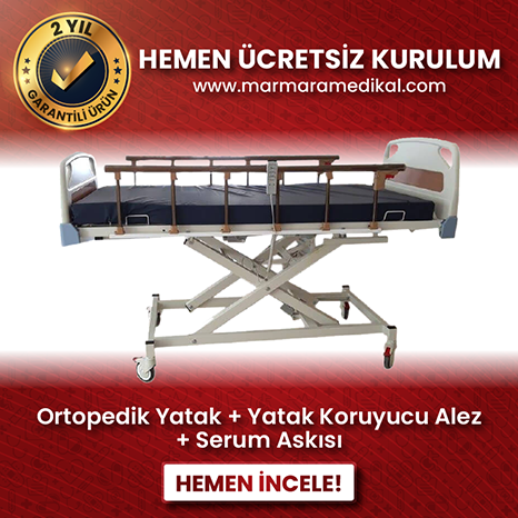 KİRALIK MARCARE SERİSİ MARMARA ÜÇ MOTOR SİSTEMLİ YENİ ASANSÖRLÜ ALÜMİNYUM HASTA KARYOLASI